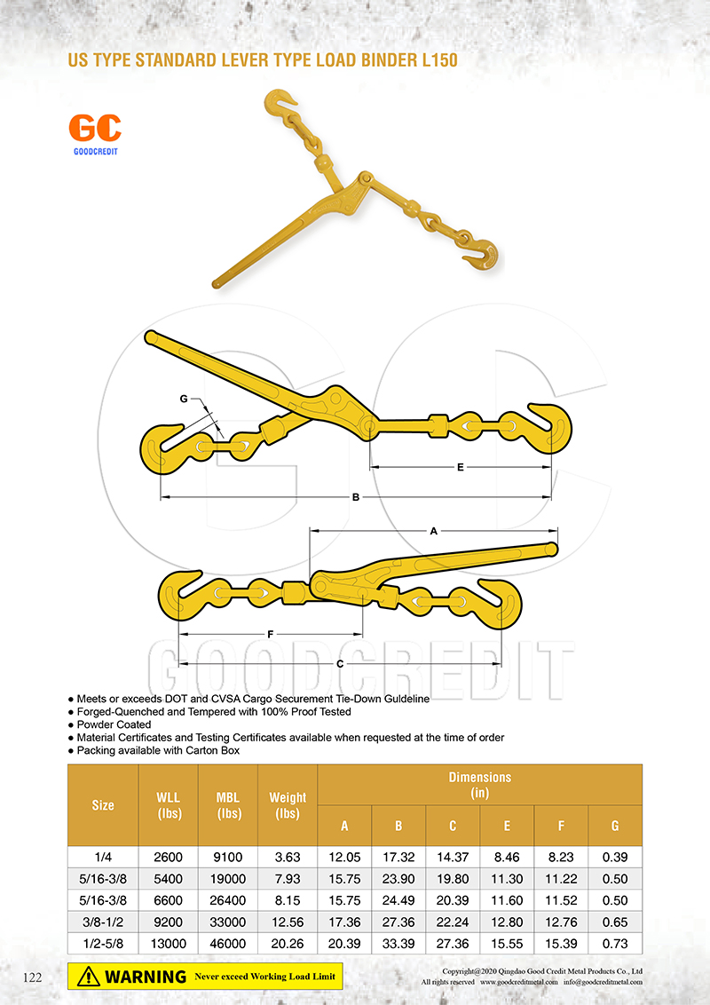 US Type Standard Lever Type Load Binder L150 Catalogue 800.jpg