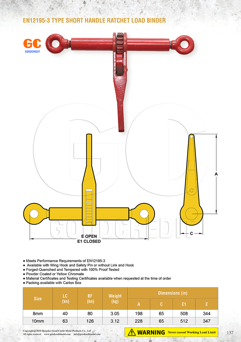 EN12195-3 Type Short Handle Ratchet Load Binder Catalogue 800.jpg